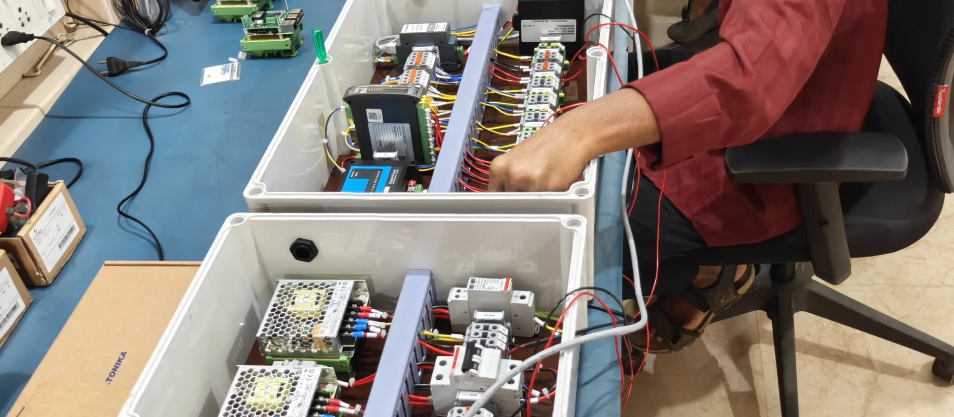An EnerMAN panel being assembled at the Bengaluru office